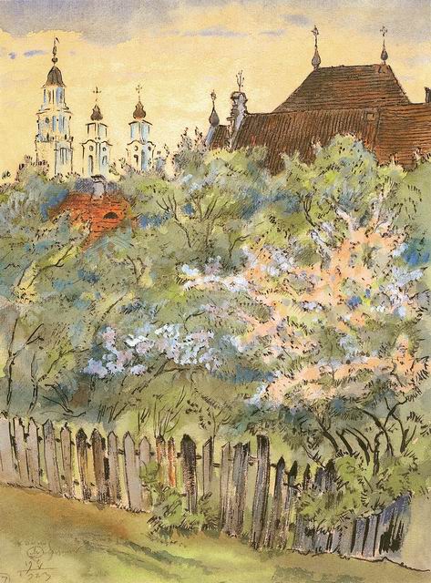 Spring in Kaunas (1923) - Mstislav Dobuzhinsky Tablo