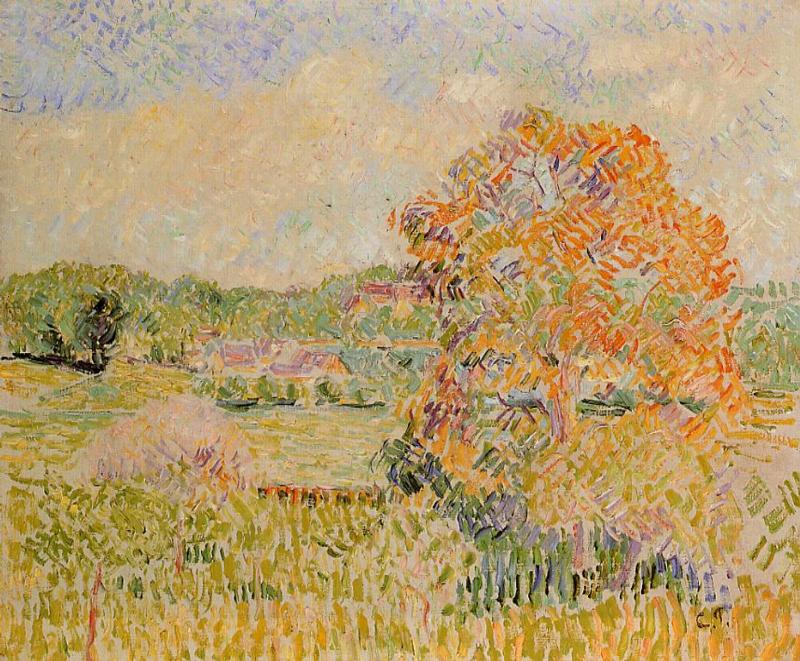 Springtime at Eragny (study) (1890) - Camille Pissarro Tablo