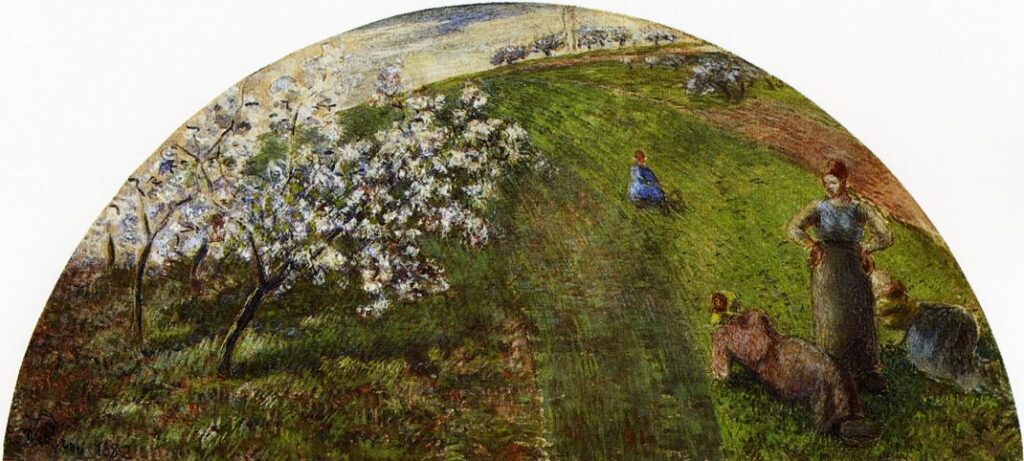 Springtime, Peasants in a Field (1882) - Camille Pissarro Tablo