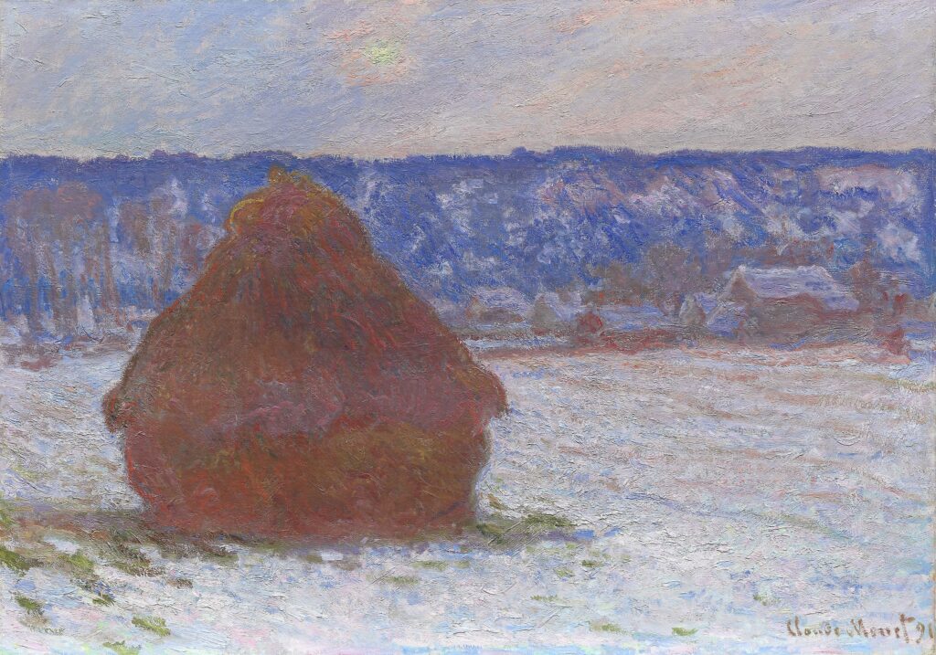 Stack of Wheat (Snow Effect, Overcast Day) (1890) - Claude Monet Tablo
