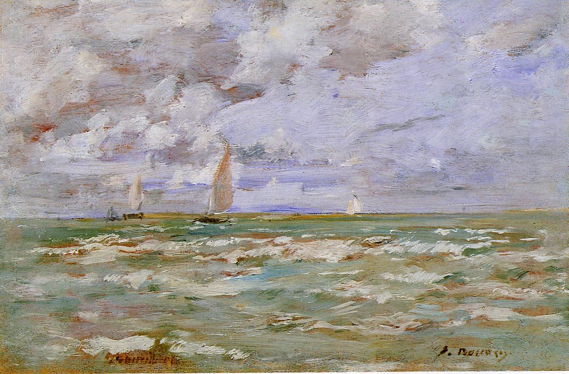 Standing off Deauville (1886) - Eugène Boudin Tablo