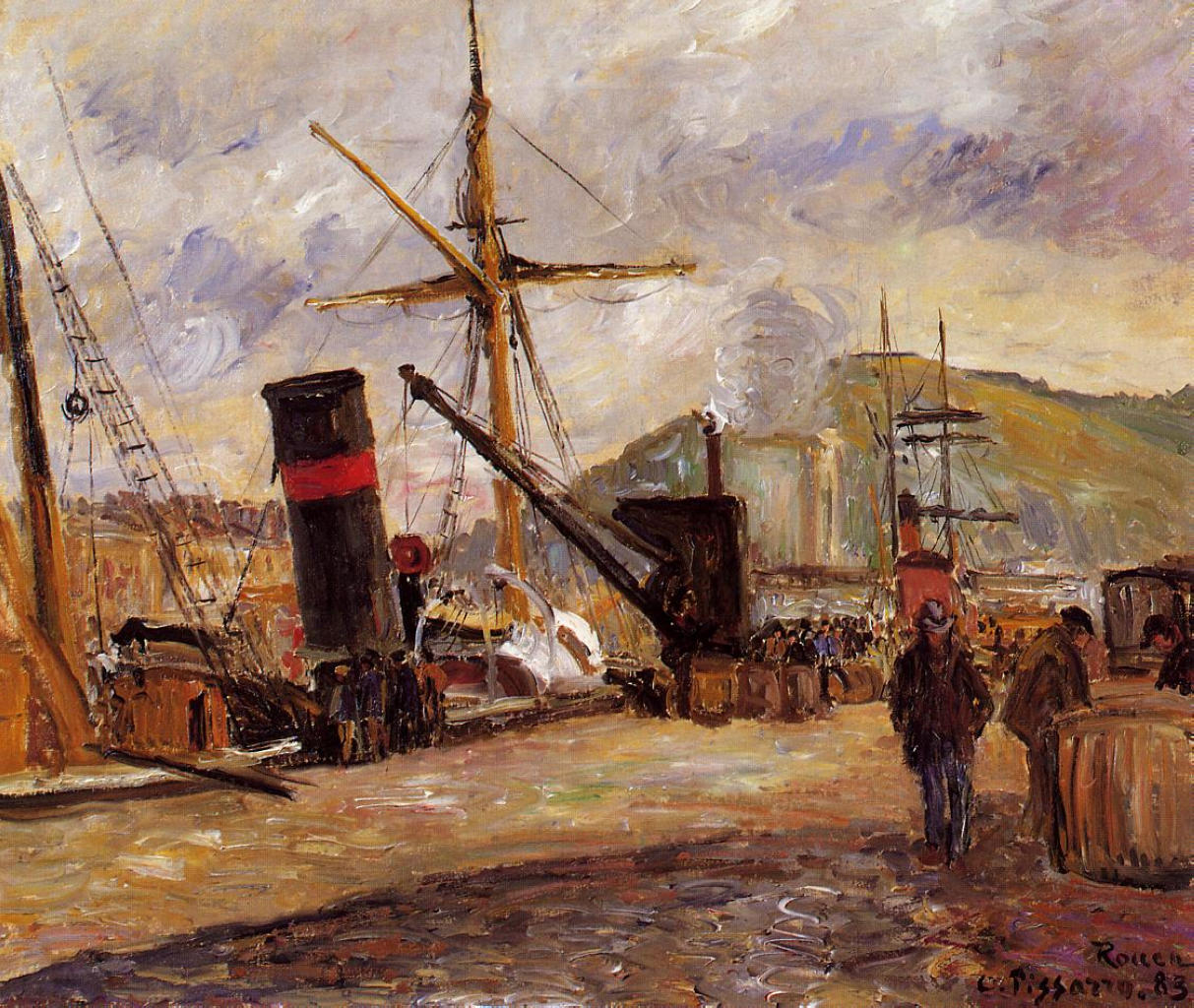 Steamboats (1883) - Camille Pissarro Tablo