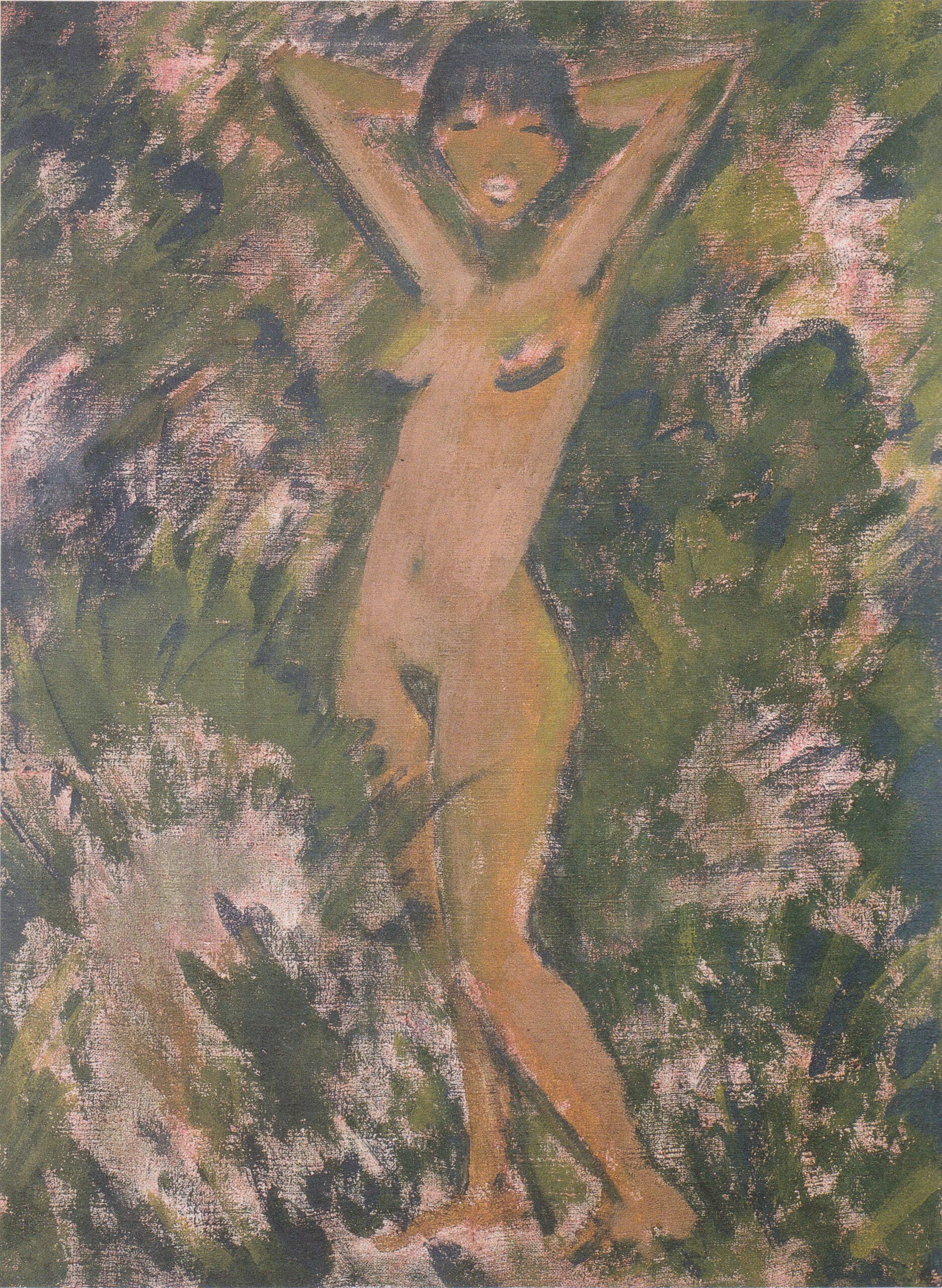 Stehender Mädchenakt Im Grünen (1929) - Otto Mueller Tablo