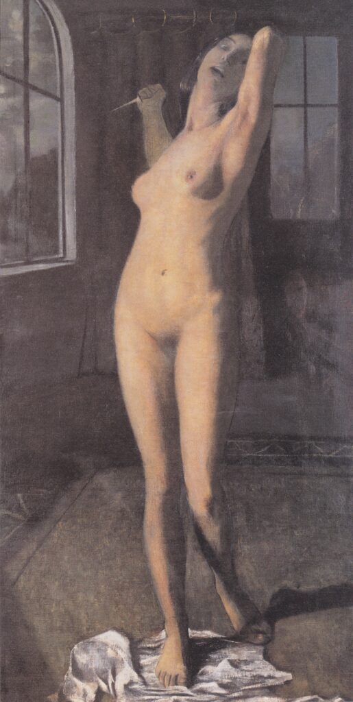 Stehender Mädchenakt Mit Dolch (lukretia) (1903) - Otto Mueller Tablo