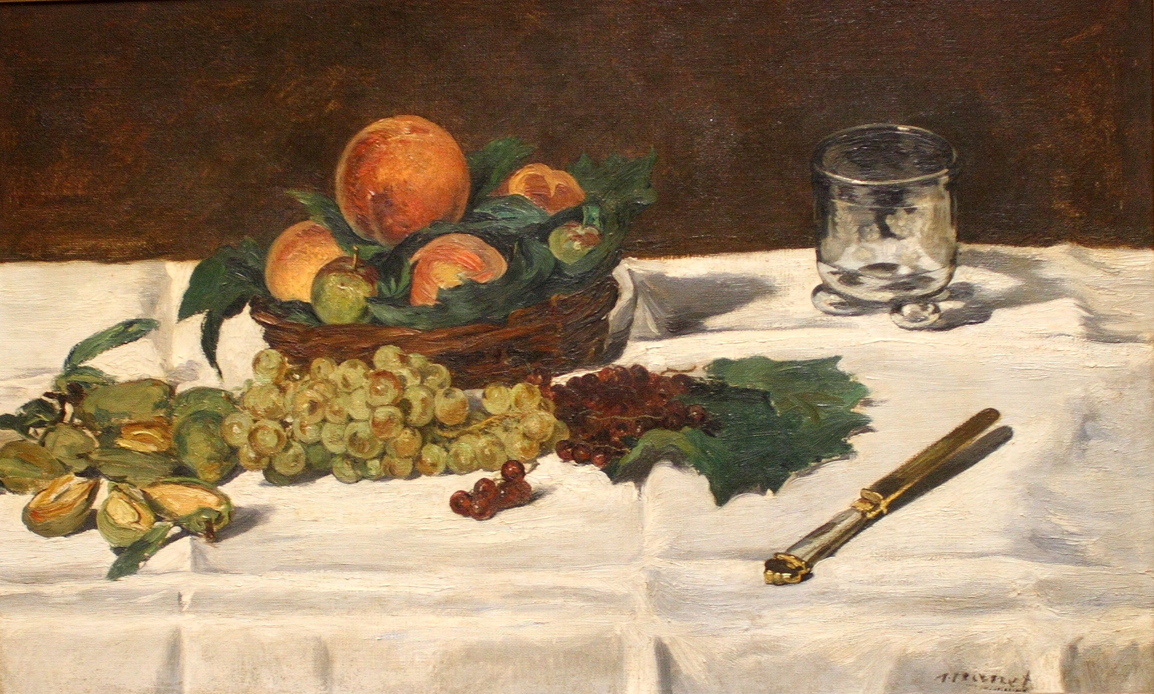 Still Life Fruits on a Table (1864) - Edouard Manet Tablo