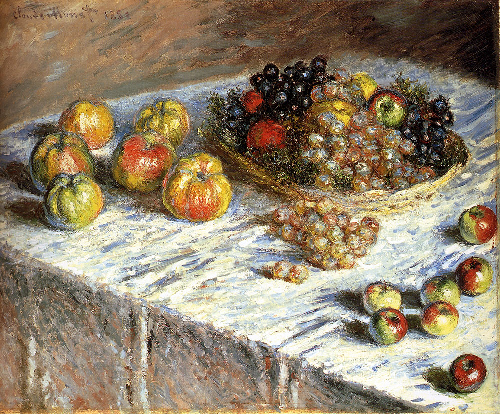 Still Life with Apples And Grapes (1879) - Claude Monet Tablo