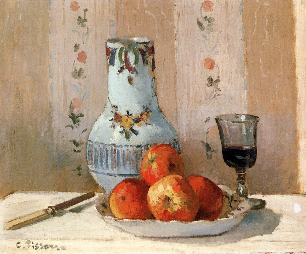 Still Life with Apples and Pitcher (1872) - Camille Pissarro Tablo