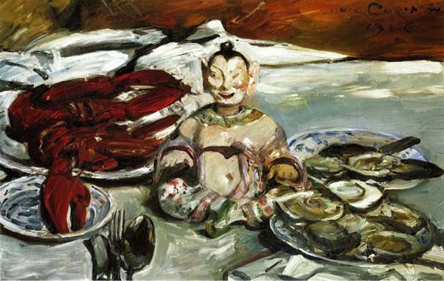 Still Life with Buddha Lobsters and Oysters (1916) - Lovis Corinth Tablo