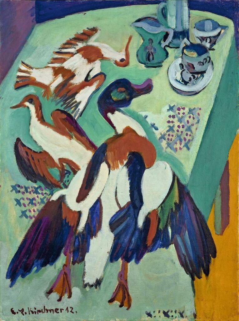 Still Life with Duck and Snipe (1920) - Ernst Ludwig Kirchner Tablo