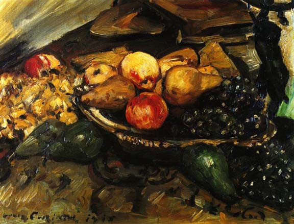 Still Life with Flowers, Skull, and Oak Leaves (1915) - Lovis Corinth Tablo