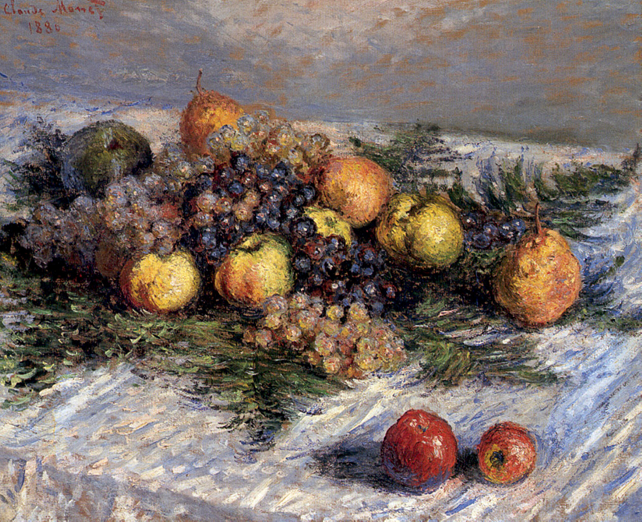 Still Life with Pears and Grapes (1880) - Claude Monet Tablo