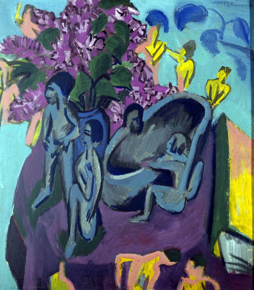 Still Life with Sculpture (1912) - Ernst Ludwig Kirchner Tablo