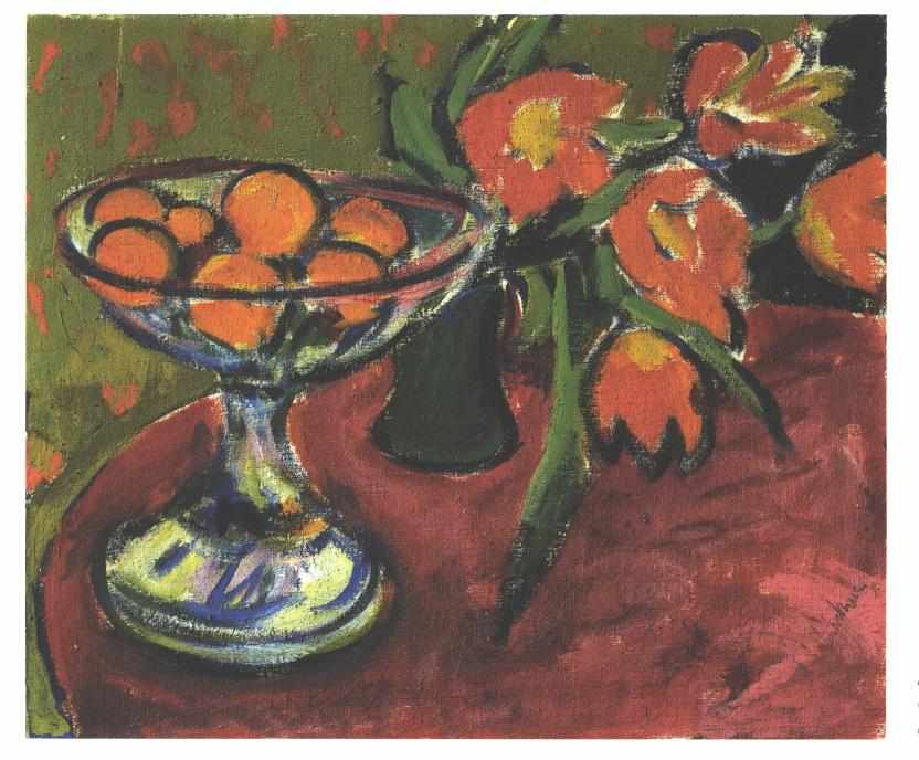 Still Life with Tulips and Oranges - Ernst Ludwig Kirchner Tablo