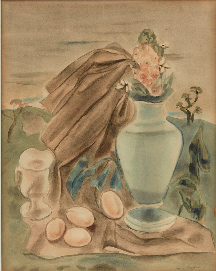 Still Life with a Vase of Flowers and Eggs (1931) - Frances Hodgkins Tablo