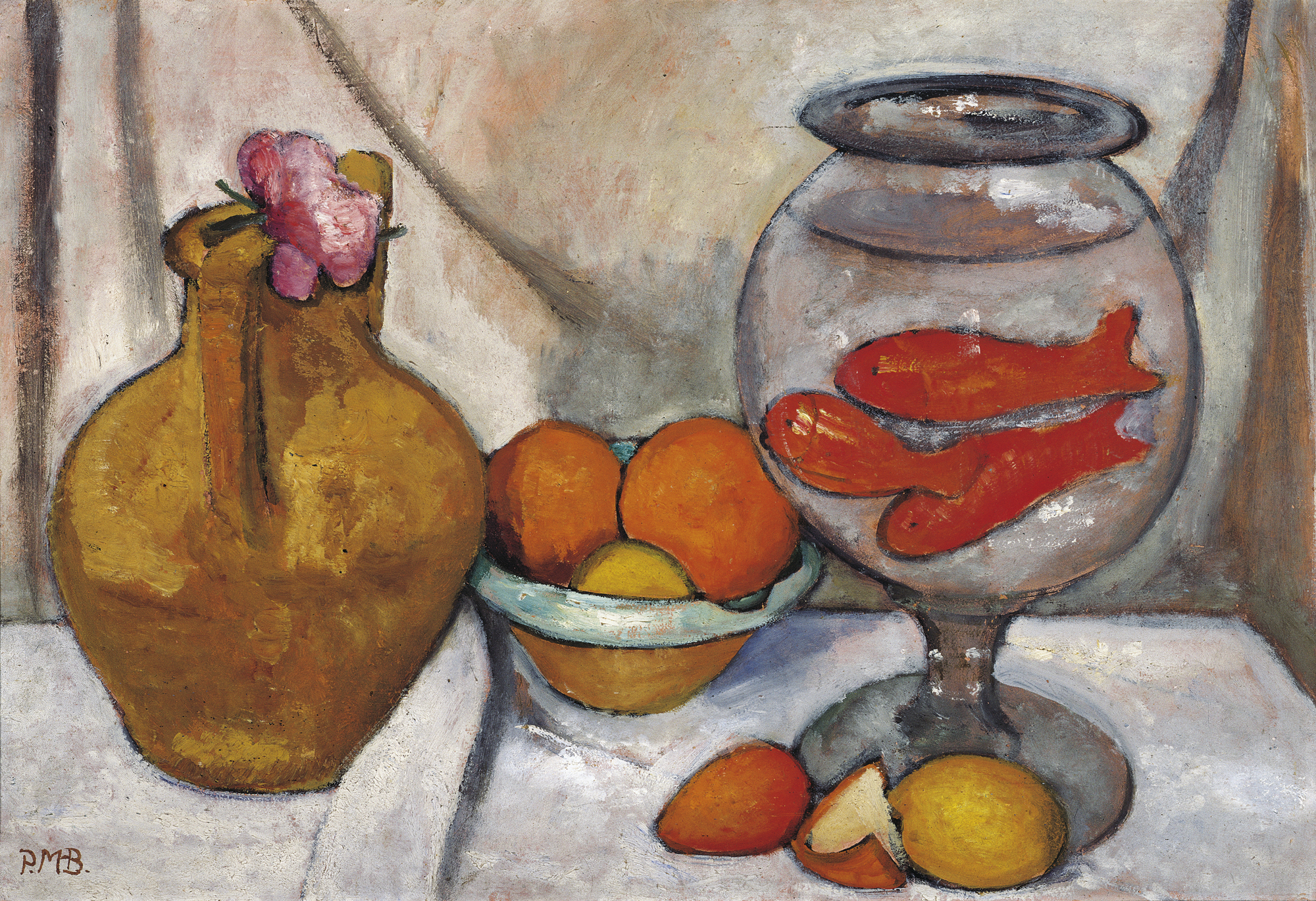 Still life with fish bowl (1906) - Paula Modersohn-Becker Tablo