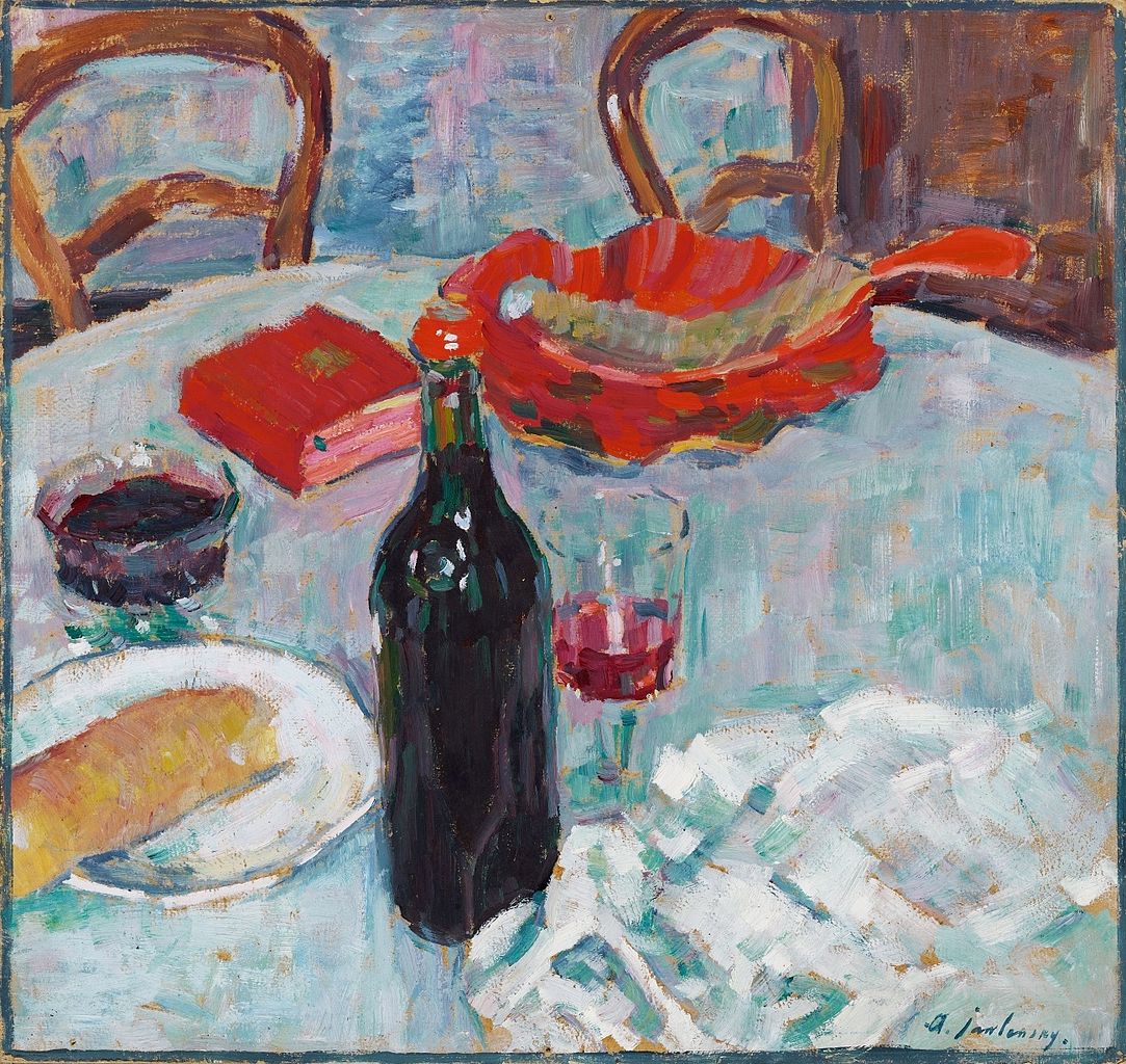Stilleben mit Weinflasche (1904) - Alexej von Jawlensky Tablo