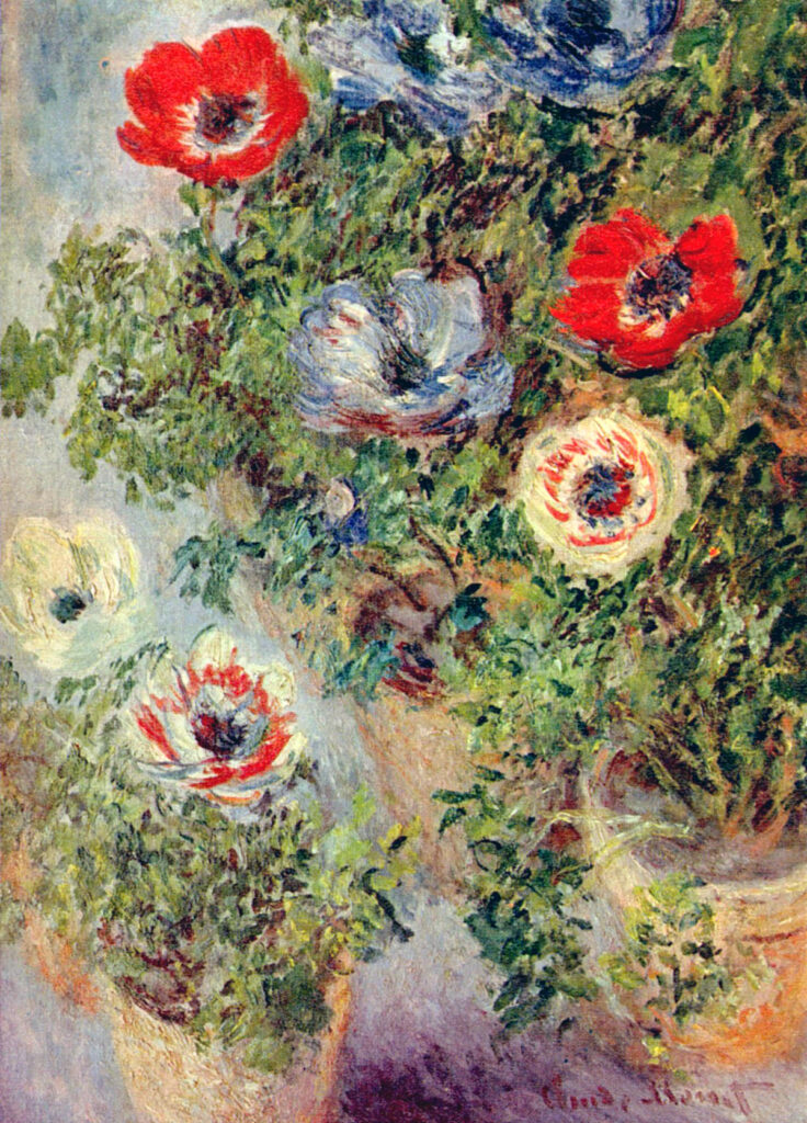 Stilll Life with Anemones (1885) - Claude Monet Tablo