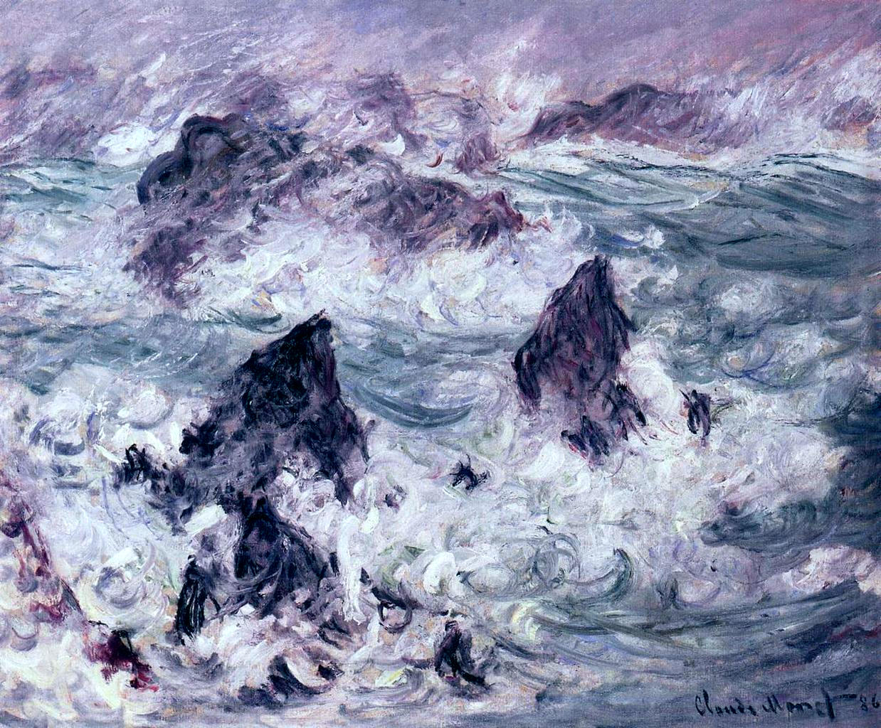 Storm at Belle Ile (1886) - Claude Monet Tablo