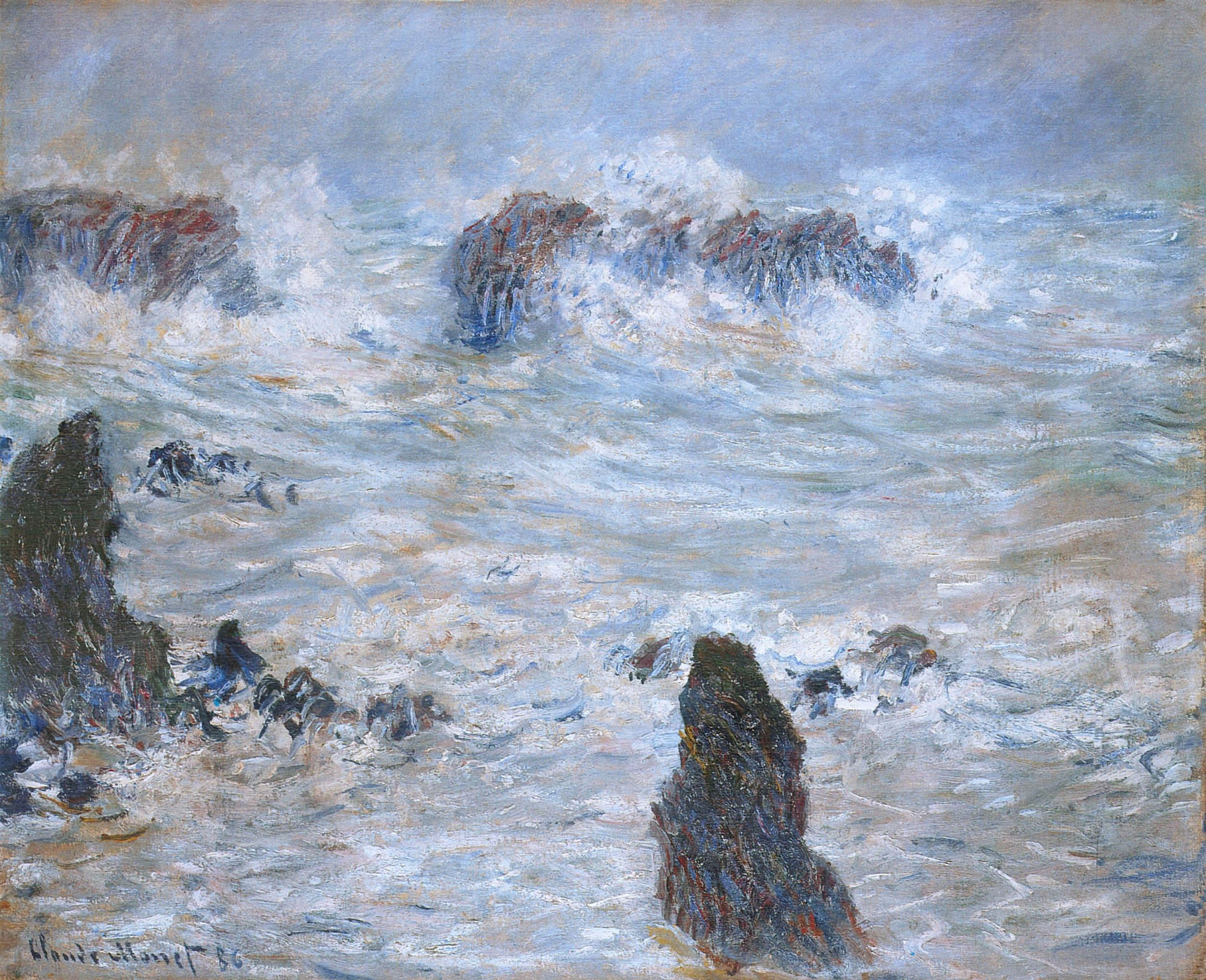 Storm, off the Coast of Belle Ile (1886) - Claude Monet Tablo