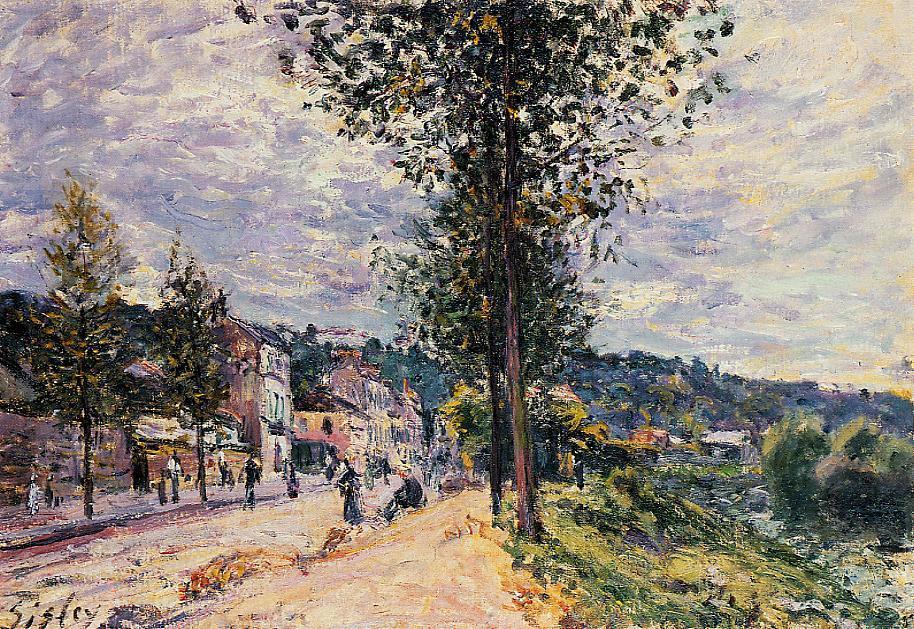 Street Entering the Village (1880) - Alfred Sisley Tablo