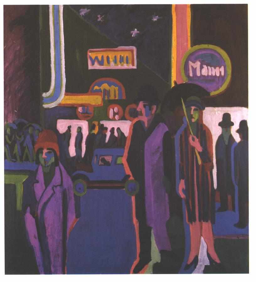 Street Scene at Night - Ernst Ludwig Kirchner Tablo