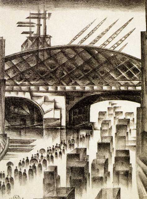 Street in London (1915) - Mstislav Dobuzhinsky Tablo