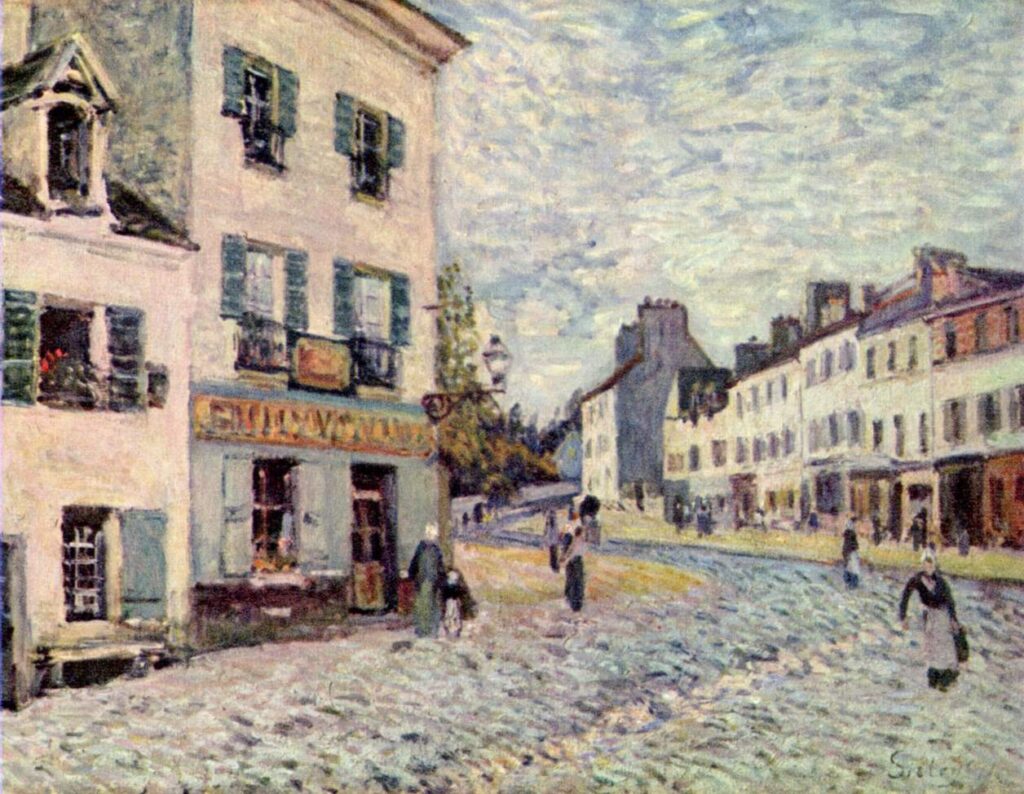 Street in Marly (1876) - Alfred Sisley Tablo