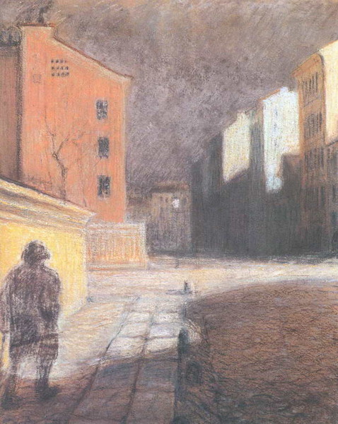 Street in Munich (1901) - Mstislav Dobuzhinsky Tablo