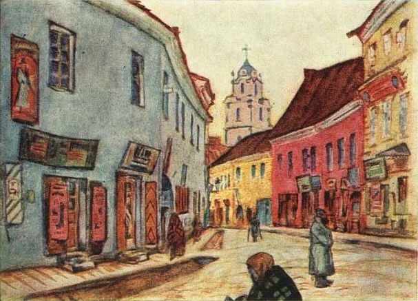 Street in Vilno (1910) - Mstislav Dobuzhinsky Tablo
