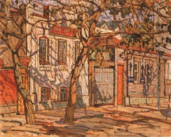 Street in a Provincial Town (1915) - Abraham Manievich Tablo