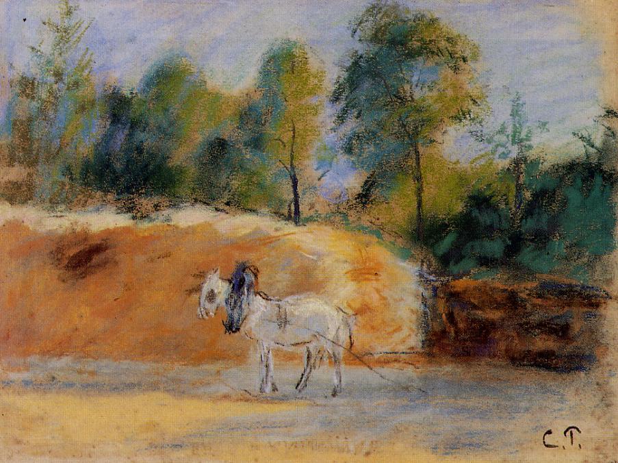 Study for 'La Batterie a Montfoucault' (1874) - Camille Pissarro Tablo