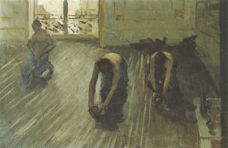 Study for 'The Parquet Planers' (1875) - Gustave Caillebotte Tablo