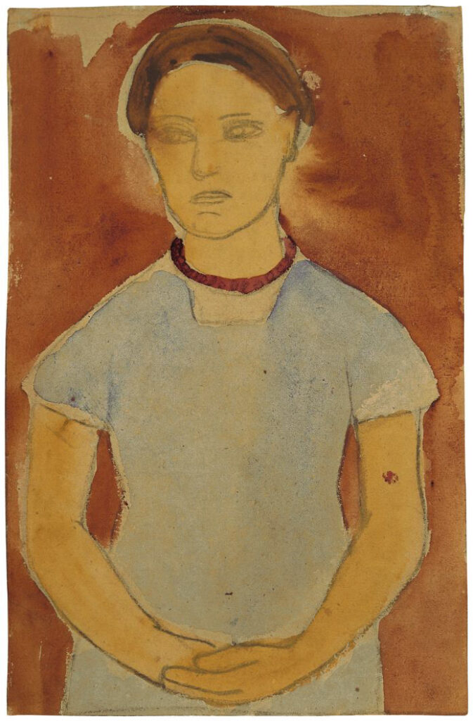 Study for Portrait of Lee Hoetger before flower base (1906) - Paula Modersohn-Becker Tablo