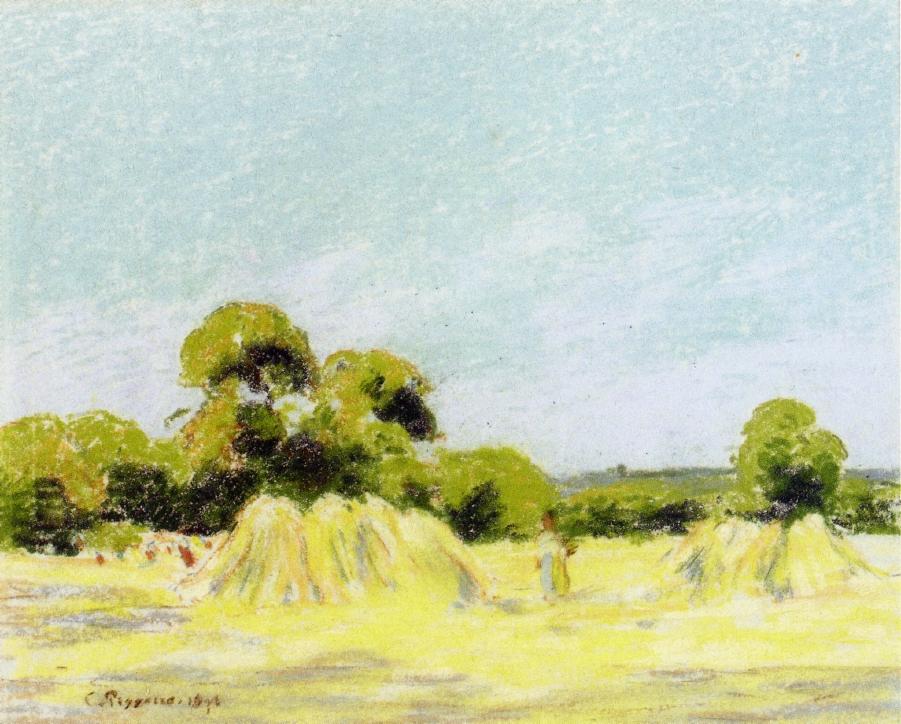 Study for The Harvest at Montfoucault (1879) - Camille Pissarro Tablo
