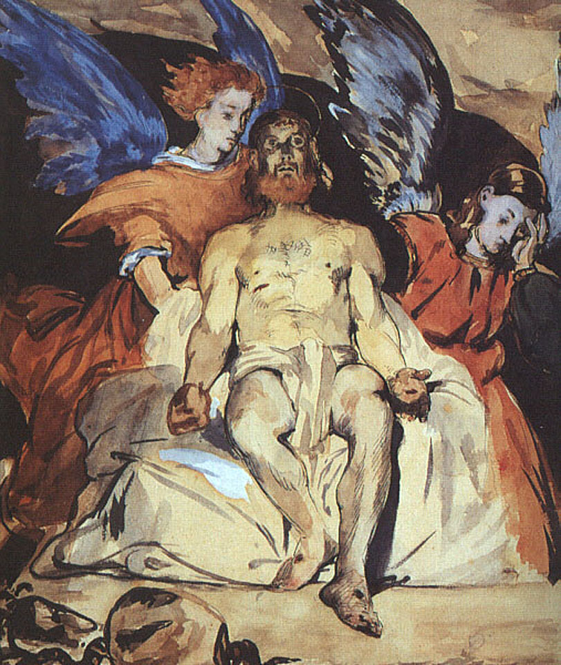 Study to Dead Christ with Angels (1864) - Edouard Manet Tablo