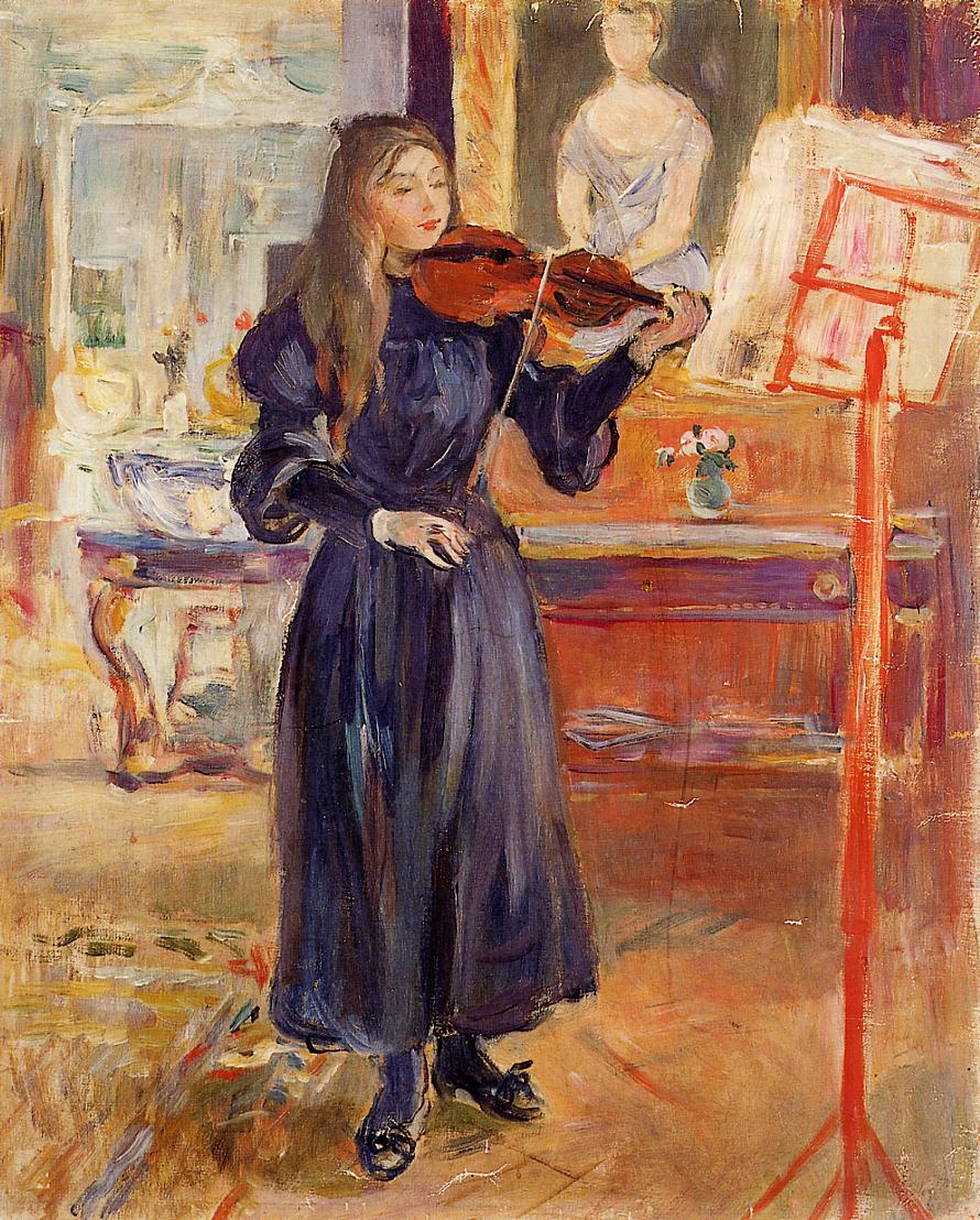 Studying the Violin (1892) - Berthe Morisot Tablo
