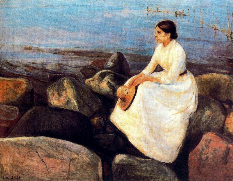 Summer Night (Inger on the Shore) (1889) - Edvard Munch Tablo