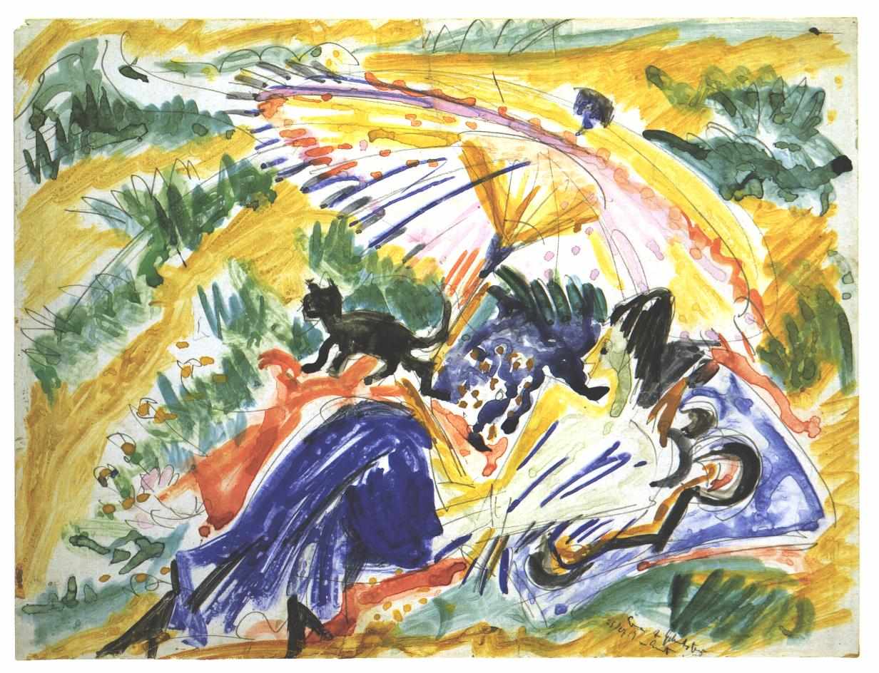 Sun Bath - Ernst Ludwig Kirchner Tablo