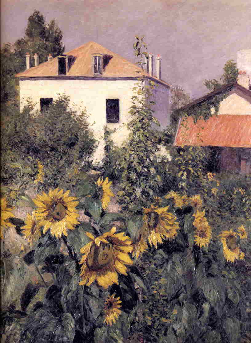 Sunflowers in the Garden at Petit Gennevilliers (1885) - Gustave Caillebotte Tablo