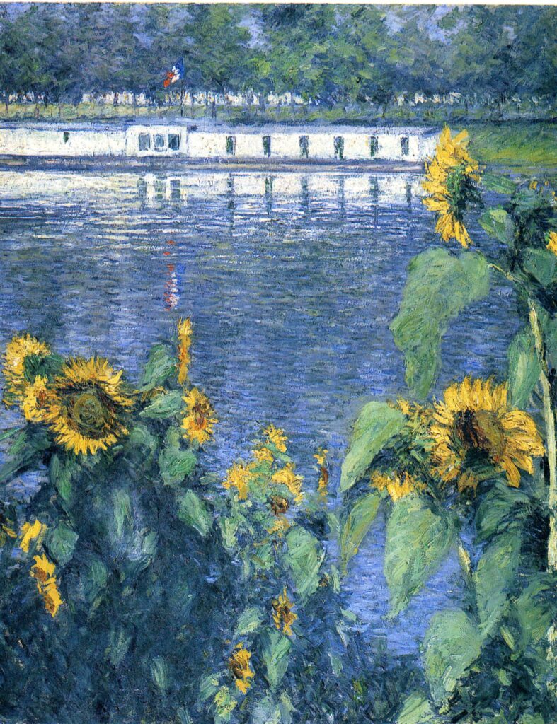 Sunflowers on the Banks of the Seine (1886) – Gustave Caillebotte Tablo