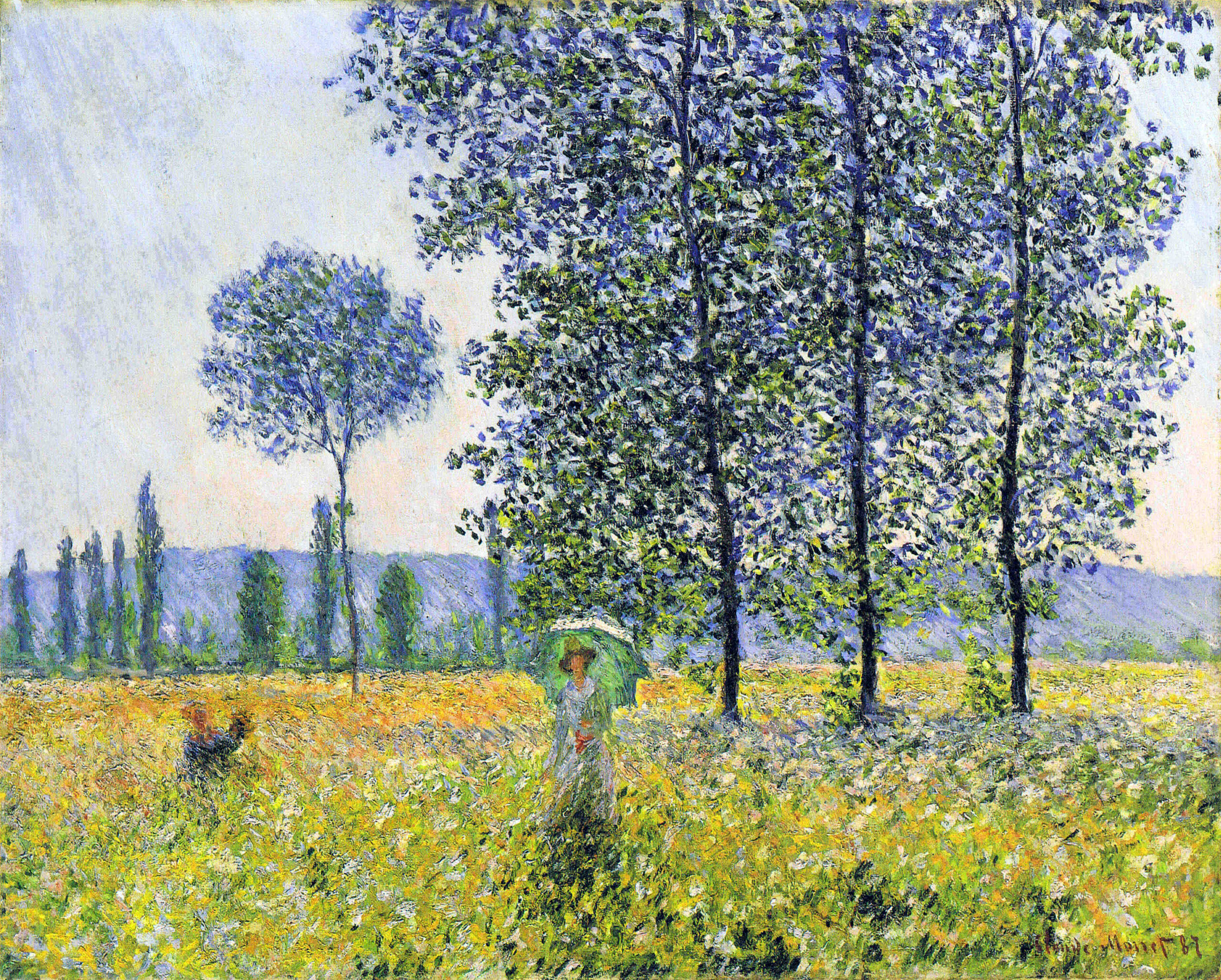 Sunlight Effect under the Poplars (1887) - Claude Monet Tablo