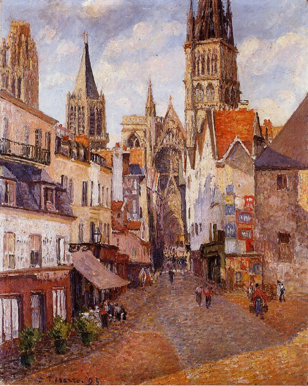 Sunlight, Afternoon, La Rue de l'Epicerie, Rouen (1898) - Camille Pissarro Tablo