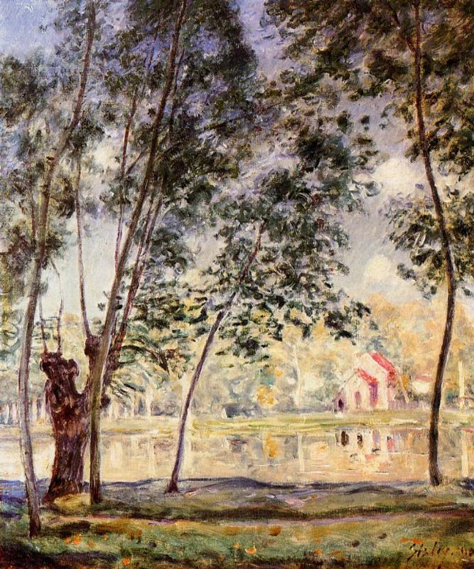 Sunny Afternoon Willows by the Loing (1890) - Alfred Sisley Tablo