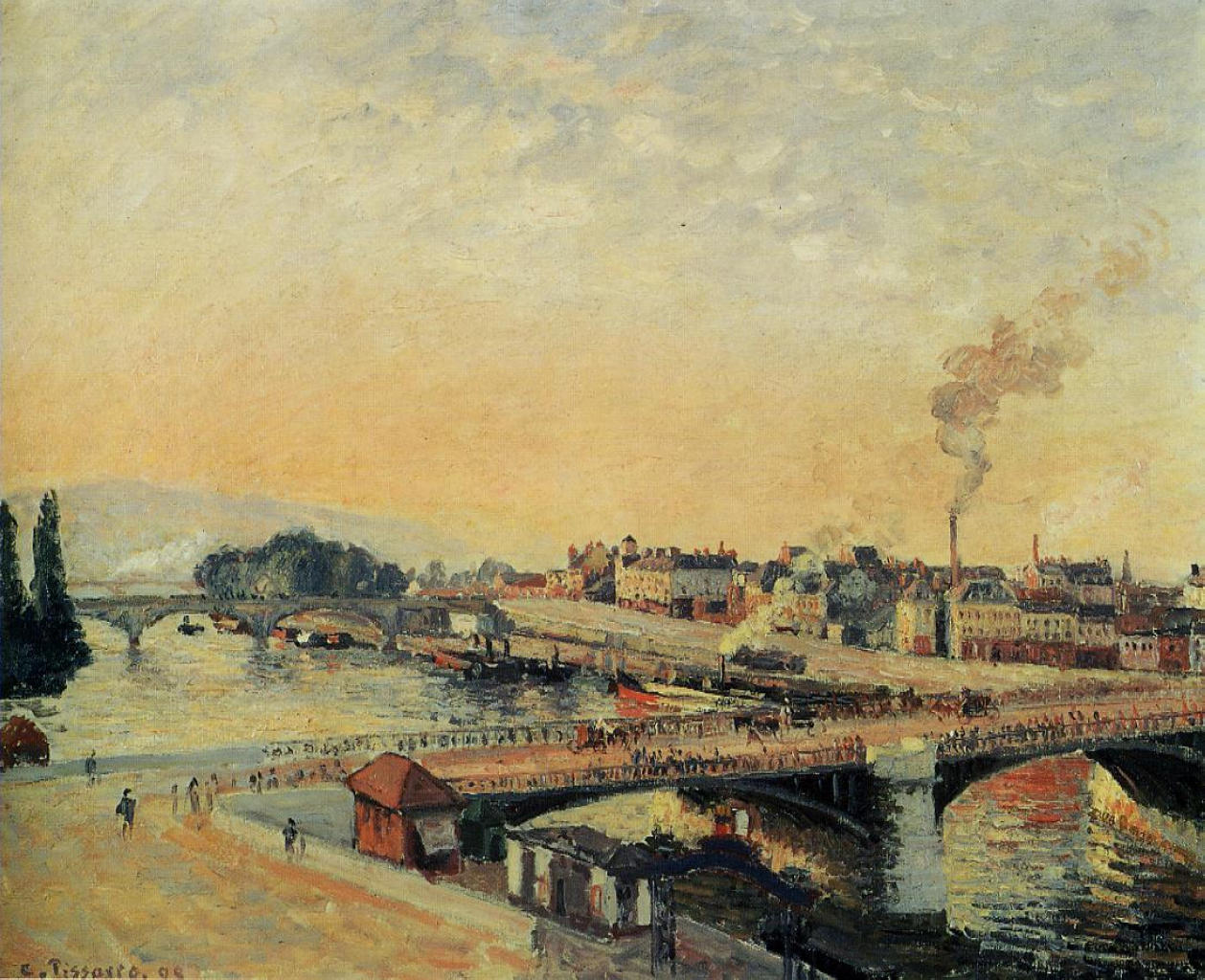 Sunrise at Rouen (1898) - Camille Pissarro Tablo