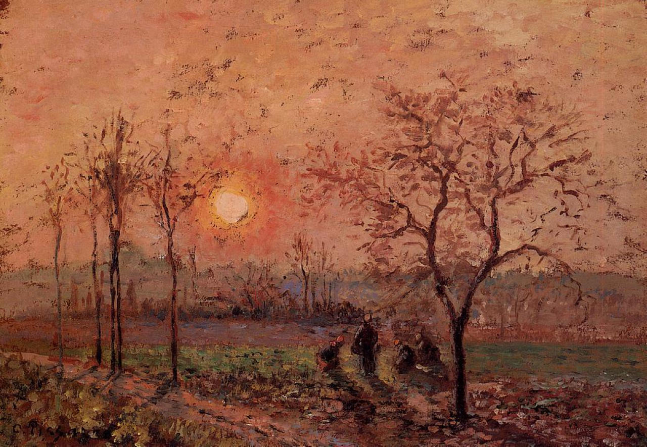 Sunset (1872) - Camille Pissarro Tablo