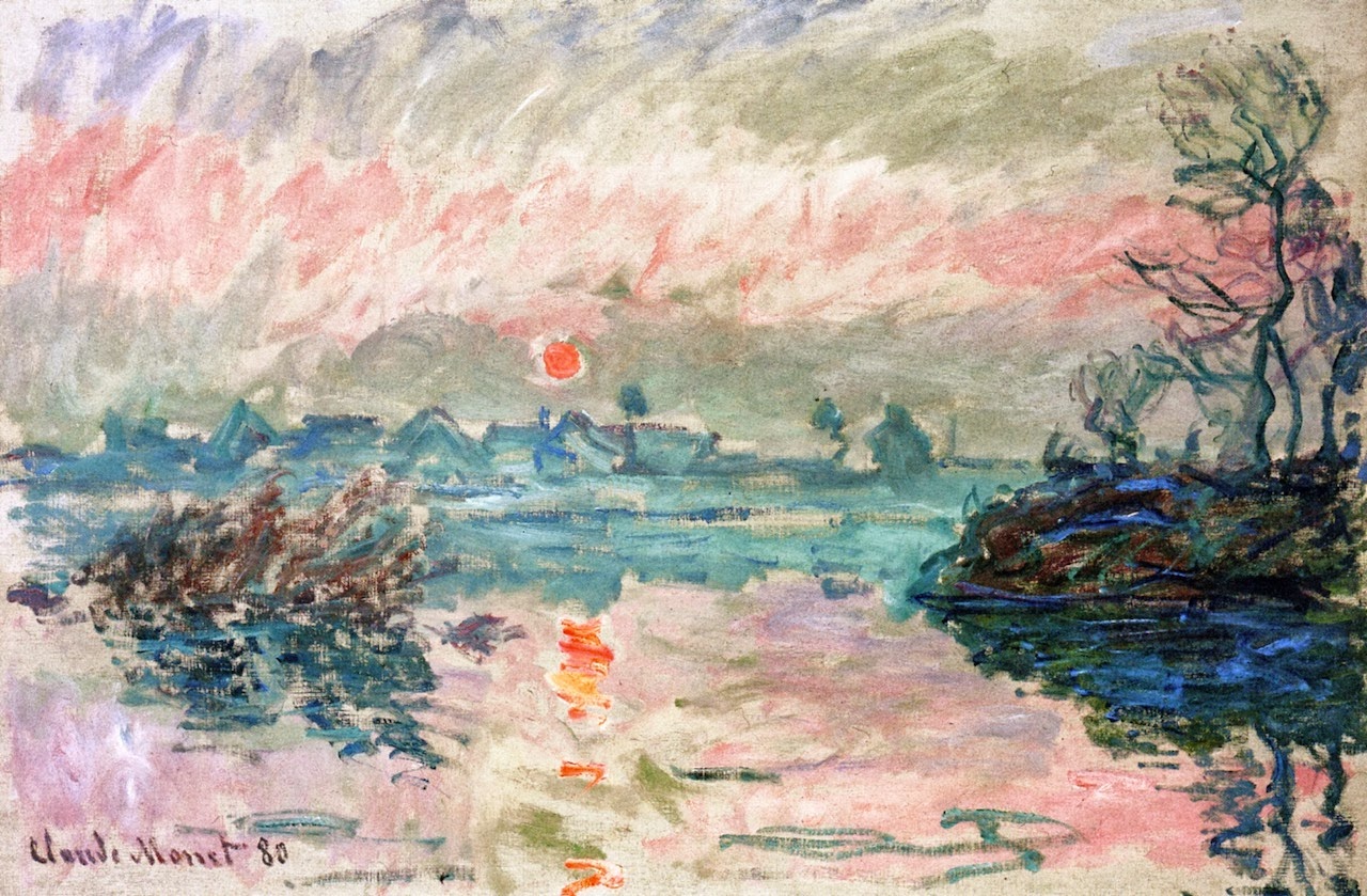Sunset at Lavacourt (1880) - Claude Monet Tablo