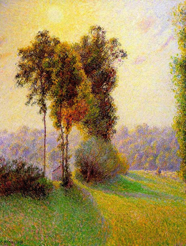 Sunset at Sent Charlez. Eragny (1891) - Camille Pissarro Tablo