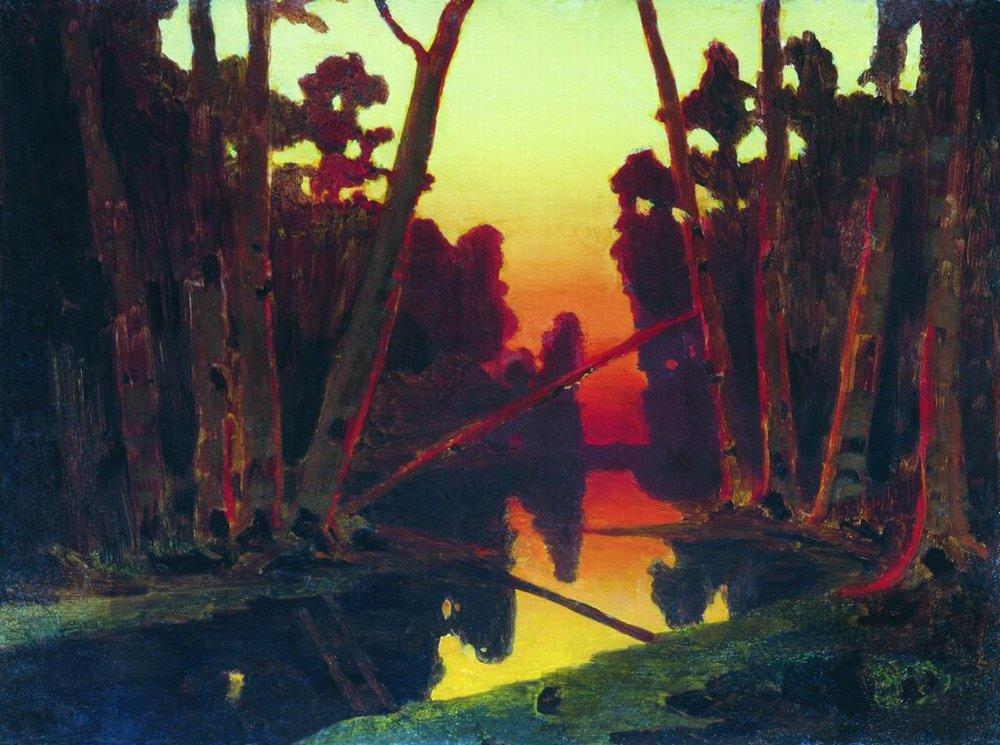 Sunset in the forest - Arkhip Kuindzhi Tablo