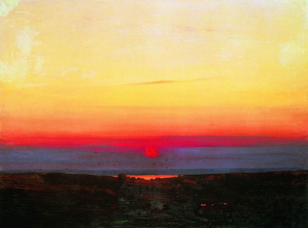 Sunset in the steppes by the sea (1908) - Arkhip Kuindzhi Tablo