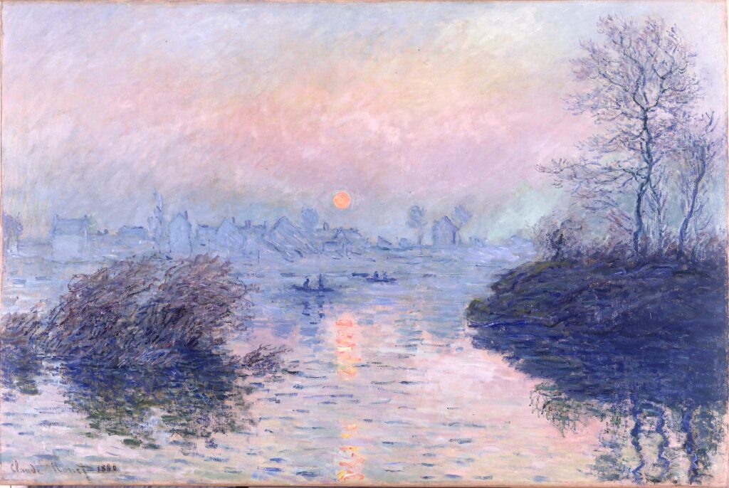 Sunset on the Seine at Lavacourt, Winter Effect (1880) – Claude Monet Tablo